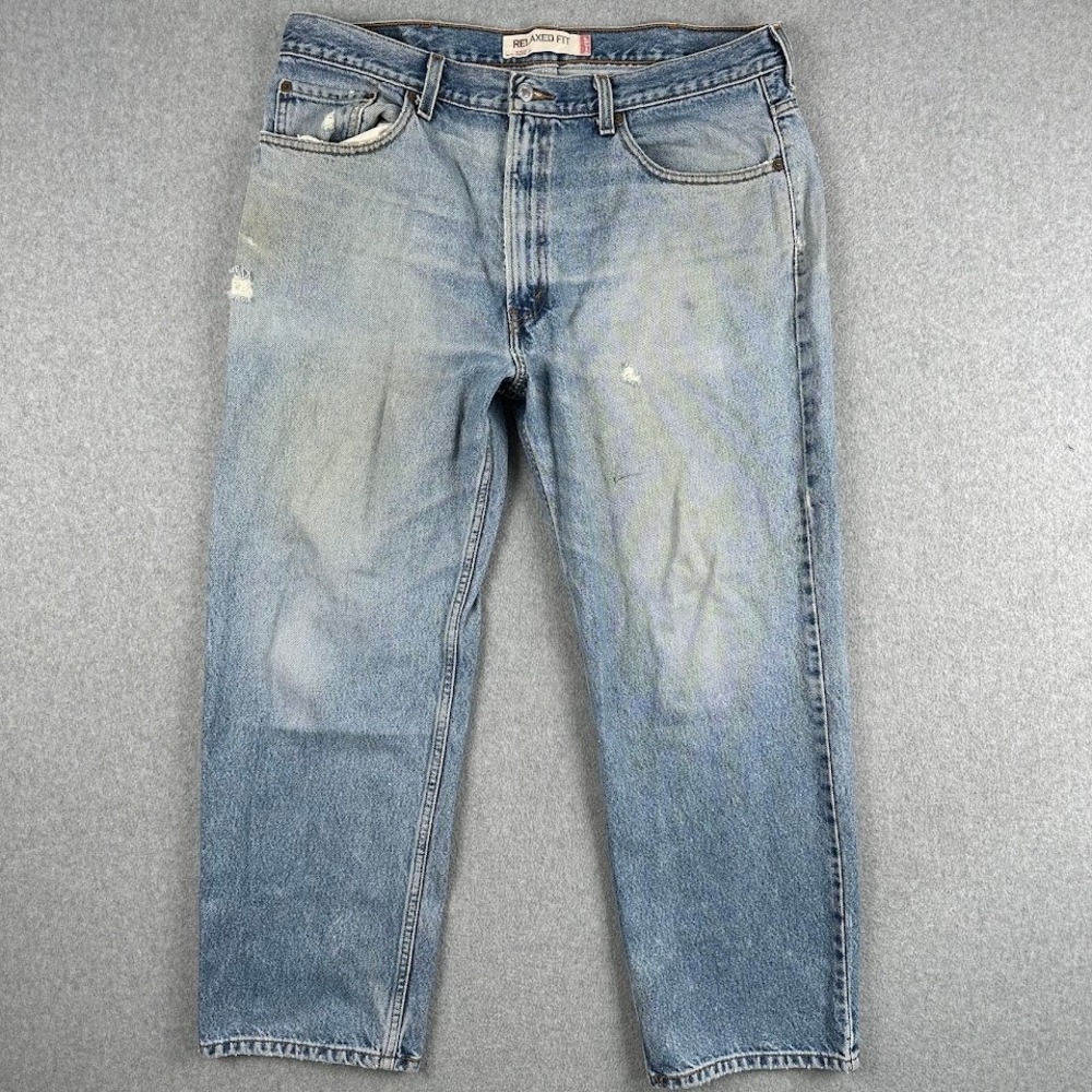Levi's 550 Relaxed Fit Mens Jeans Blue Denim Distressed 38x29 Y2K Western‎ Rodeo